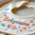 découvrez nos bavoirs personnalisés pour bébé avec prénom brodé et motifs uniques, parfaits pour un cadeau original et pratique.