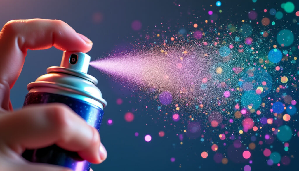 bombe paillette vêtement : spray scintillant facile à utiliser pour personnaliser et embellir vos vêtements avec des paillettes éclatantes.