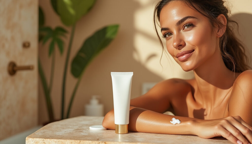 obtenez un hâle naturel et uniforme avec une crème autobronzante hydratante, idéale pour sublimer votre peau en douceur.