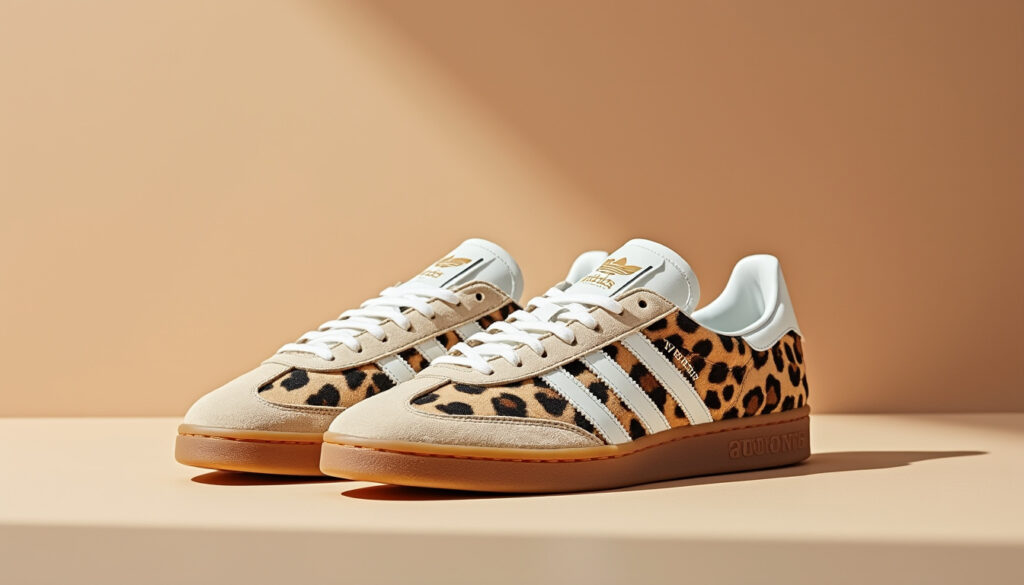adoptez les baskets adidas samba léopard : un style animalier audacieux qui revisite un modèle iconique pour affirmer votre look au quotidien.